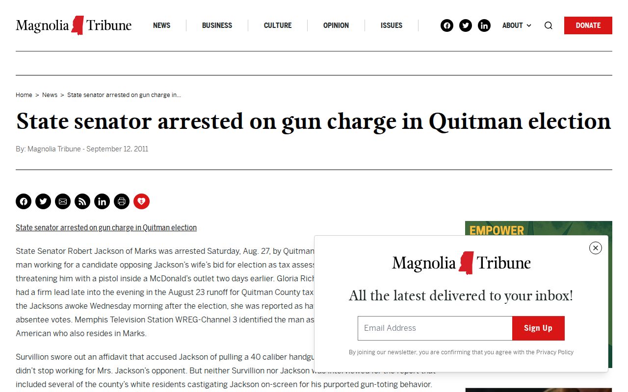 Quitman County arrest-news source example